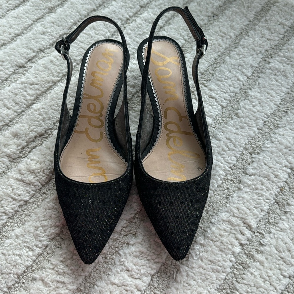 Sam Edelman Sparkly Polka Dot Slingback Pointed Toe Mini Heels Size 9
